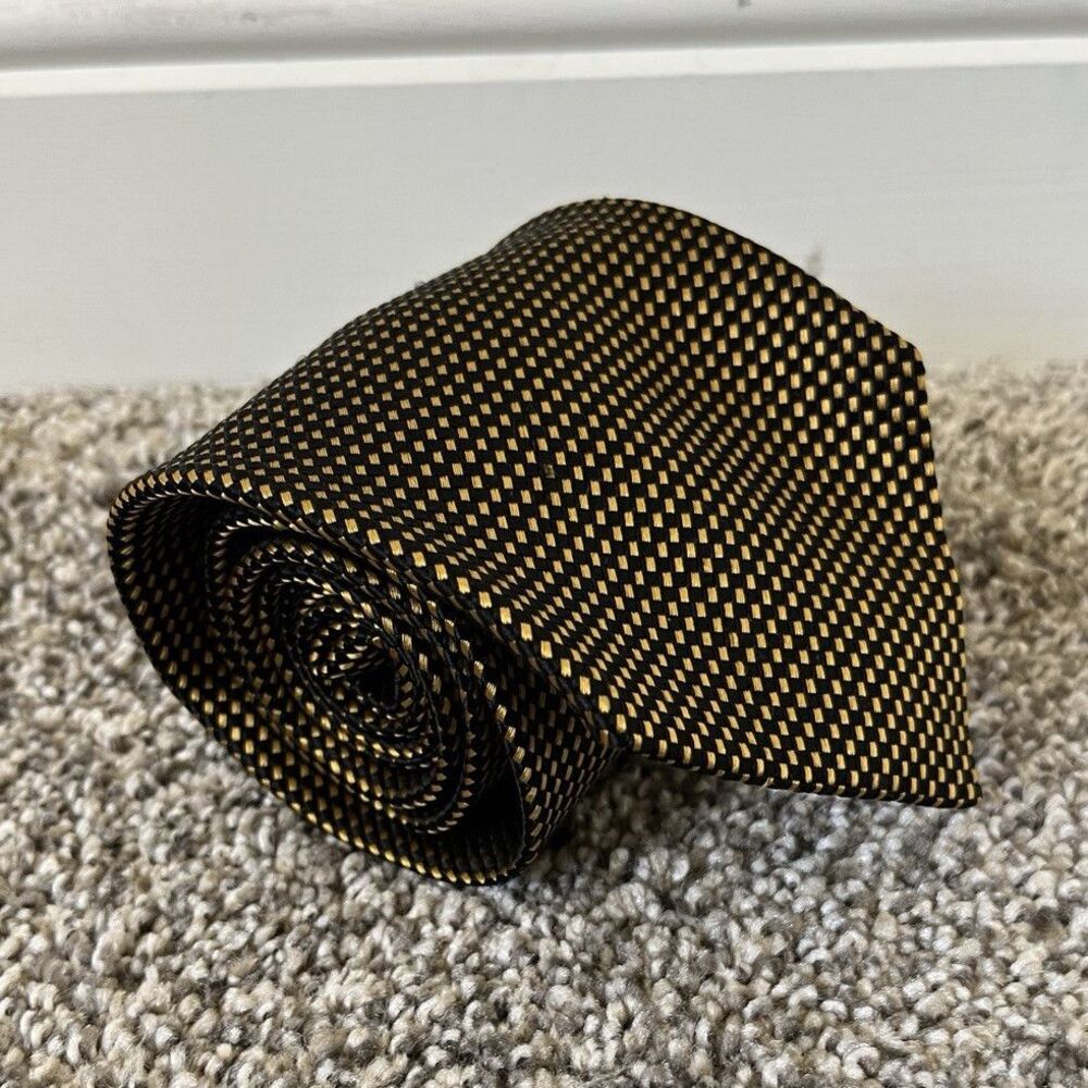 Charvet Place Vendome Yellow Tie - Yellow Black Cherckerboard silk french tie